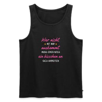 Arbeite an dir - lustiger Spruch - Männer Premium Bio Tank Top - Schwarz - Vorne - Michal (187cm)
