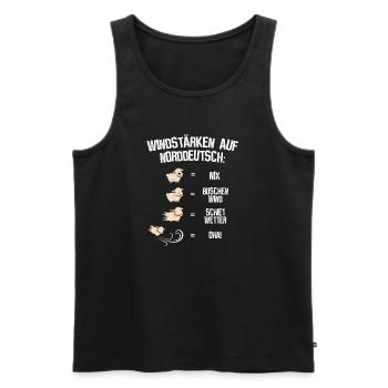 Windstärken auf Norddeutsch - Männer Premium Bio Tank Top - Schwarz - Vorne - AI Model Male 178 light (178cm)