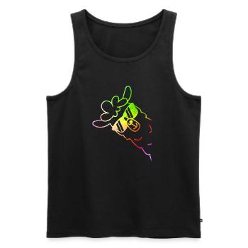 Cool Alpaka / Lama mit Sonnenbrille - Männer Premium Bio Tank Top - Schwarz - Vorne - Michal (187cm)