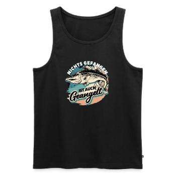 Nichts gefangen ist auch geangelt - Männer Premium Bio Tank Top - Schwarz - Vorne - Michal (187cm)