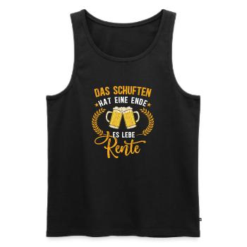 Das Schuften hat ein Ende! Es lebe die Rente - Männer Premium Bio Tank Top - Schwarz - Vorne - Michal (187cm)