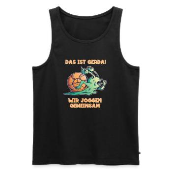 Das ist Gerda - wir joggen gemeinsam - Männer Premium Bio Tank Top - Schwarz - Vorne - Michal (187cm)