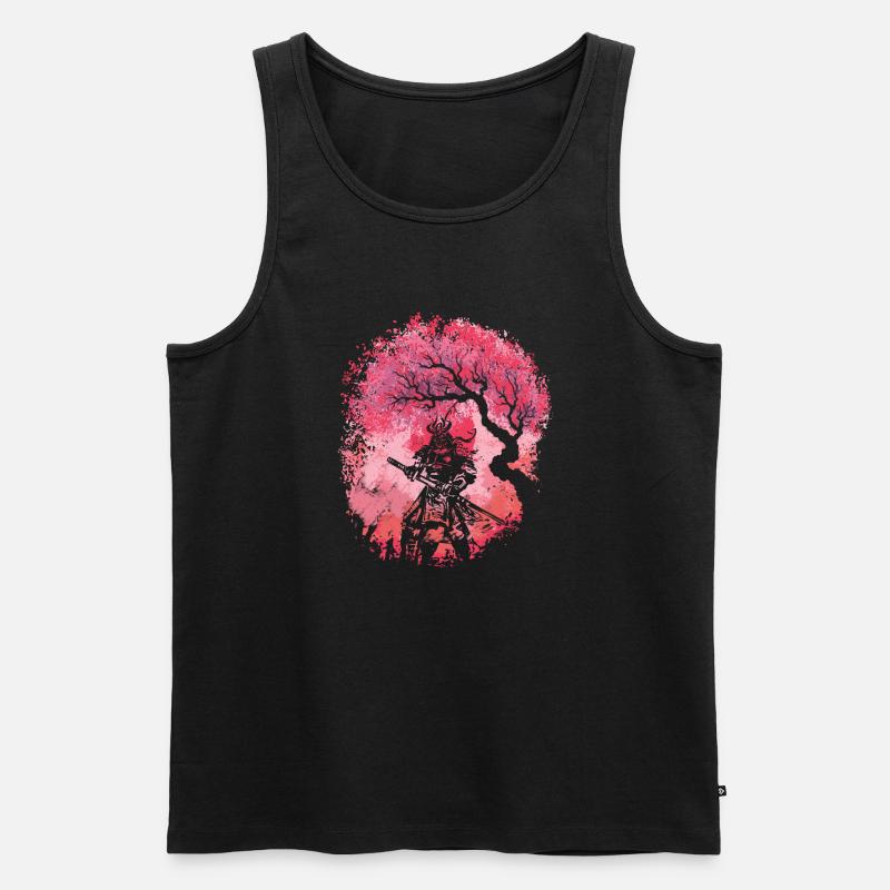 Samurai im roten Wald - Männer Premium Bio Tank Top - Schwarz