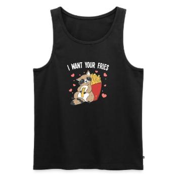 Ich will deine Fritten - Pommes - Männer Premium Bio Tank Top - Schwarz - Vorne - AI Model Male 178 light (178cm)
