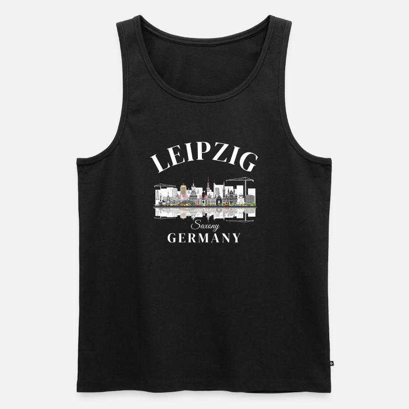 Leipzig Saxony witzerland Germany Deutschland - Männer Premium Bio Tank Top - Schwarz