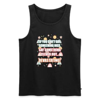Cleverly Devastating Quote Tee - Men's Premium Organic Tank Top - black - Front - AI Model Male 178 light (178cm)