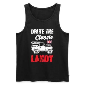 Conduisez le Landy classique - Débardeur bio Premium Homme - noir - Devant - AI Model Male 178 light (178cm)