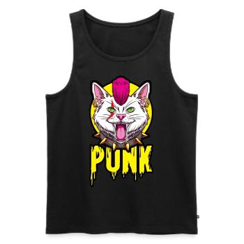 Punk chat pour un punk ami chat - Débardeur bio Premium Homme - noir - Devant - AI Model Male 178 light (178cm)