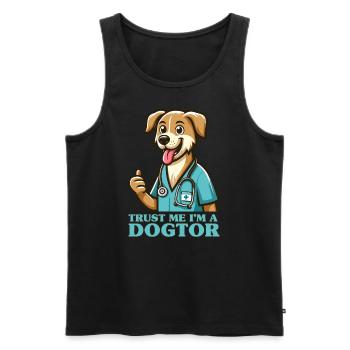 Vertrau mir, ich bin ein Dogtor Lustiger Arzt - Männer Premium Bio Tank Top - Schwarz - Vorne - Michal (187cm)