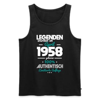 65. Geburtstag - Legenden wurden im April 1958 - Männer Premium Bio Tank Top - Schwarz - Vorne - Michal (187cm)