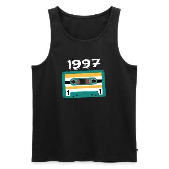 Cassette 1997 Vintage Anniversary 1997 - Men's Premium Organic Tank Top - black - Front - Michal (187cm)