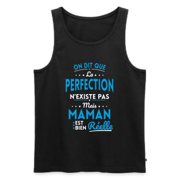 La Perfection n'existe pas Mais Maman est Réelle - Débardeur bio Premium Homme - noir - Devant - Michal (187cm)