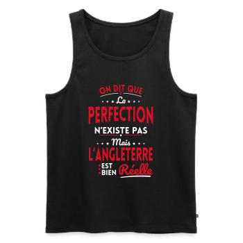 Perfection n'existe pas l'Angleterre bien Réelle - Débardeur bio Premium Homme - noir - Devant - AI Model Male 178 light (178cm)