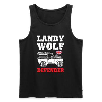 Landy Wolf Defender - Men's Premium Organic Tank Top - black - Front - AI Model Male 178 light (178cm)