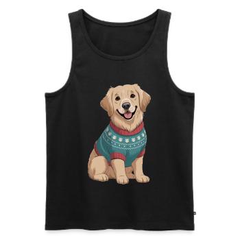 Nordic dog in sweater - Men's Premium Organic Tank Top - black - Front - AI Model Male 178 light (178cm)