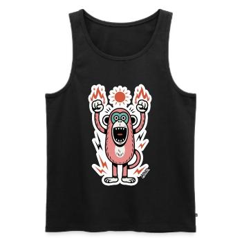 Affe mit Flammen und erhobenen Fäusten - Männer Premium Bio Tank Top - Schwarz - Vorne - AI Model Male 178 light (178cm)