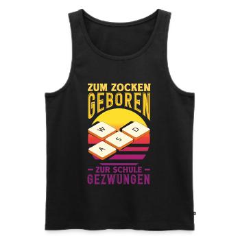 Zum Zocken Geboren Zur Schule Gezwungen Wasd Pc - Männer Premium Bio Tank Top - Schwarz - Vorne - Michal (187cm)