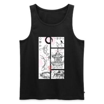 Koi and Pagoda Zen Panels - Men's Premium Organic Tank Top - black - Front - AI Model Male 178 light (178cm)