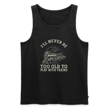I'll never be too old to play with trains engineer - Men's Premium Organic Tank Top - black - Front - Michal (187cm)