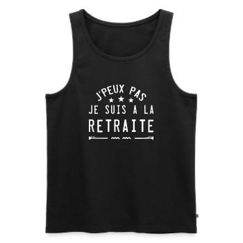 je peux pas je suis a la retraite - Débardeur bio Premium Homme - noir - Devant - AI Model Male 178 light (178cm)