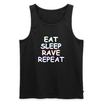 Essen, schlafen, Rave, Wiederholung | Festival - Männer Premium Bio Tank Top - Schwarz - Vorne - Michal (187cm)