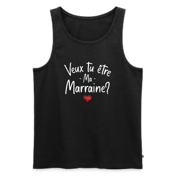 Veux tu être ma marraine? bébé cadeau naissance - Débardeur bio Premium Homme - noir - Devant - Michal (187cm)