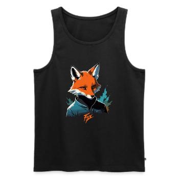 Fox Cartoon Cool Coloré avec Agent De Pull - Débardeur bio Premium Homme - noir - Devant - Michal (187cm)