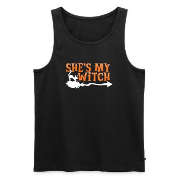 Halloween-Paar sie ist meine Hexe feiern - Männer Premium Bio Tank Top - Schwarz - Vorne - Michal (187cm)