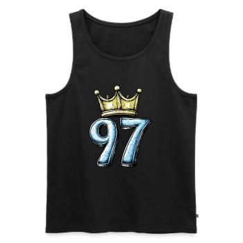 97 Number Krone - Men's Premium Organic Tank Top - black - Front - Michal (187cm)