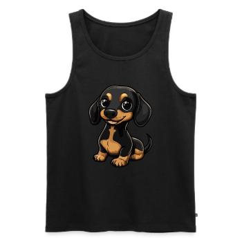 Dackel DachsHund Niedlich - Männer Premium Bio Tank Top - Schwarz - Vorne - Michal (187cm)