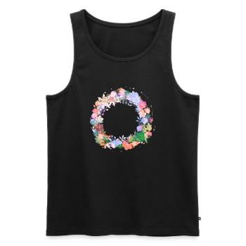 couronne de fleurs,vide, couronne,graffti,coloré,fleurs - Débardeur bio Premium Homme - noir - Devant - AI Model Male 178 light (178cm)