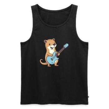 Cute mongoose playing guitar - Men's Premium Organic Tank Top - black - Front - AI Model Male 178 light (178cm)