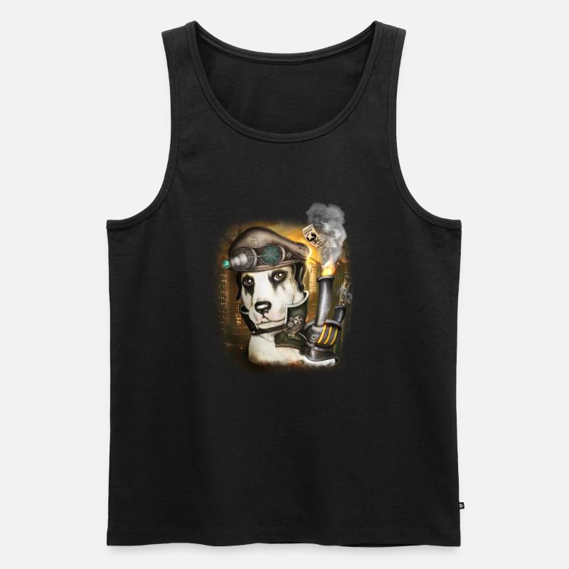 Steampunk Hund # 3 - Männer Premium Bio Tank Top - Schwarz