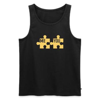 ICH DU | PUZZLE | PAAR - Männer Premium Bio Tank Top - Schwarz - Vorne - AI Model Male 178 light (178cm)