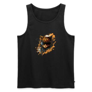 Furchtlos und wild: Badass-Katze! - Männer Premium Bio Tank Top - Schwarz - Vorne - AI Model Male 178 light (178cm)