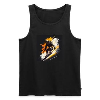 Snow and action: wild skier on the slopes - Men's Premium Organic Tank Top - black - Front - Michal (187cm)
