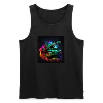 Kampfpanzer im Neonlicht, stark und robust - Männer Premium Bio Tank Top - Schwarz - Vorne - AI Model Male 178 light (178cm)