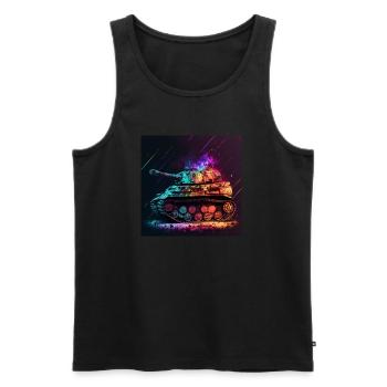 Kampfpanzer im coolen Neonfarben - Männer Premium Bio Tank Top - Schwarz - Vorne - AI Model Male 178 light (178cm)