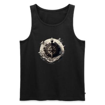 Stay on course: nautical compass for seafaring - Men's Premium Organic Tank Top - black - Front - AI Model Male 178 light (178cm)