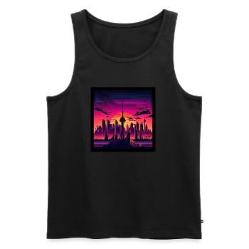 Skyline von Berlin im Abendlicht - Männer Premium Bio Tank Top - Schwarz - Vorne - AI Model Male 178 light (178cm)