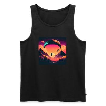 schönes und kreatives Paragliding Motiv vaporwave - Männer Premium Bio Tank Top - Schwarz - Vorne - AI Model Male 178 light (178cm)