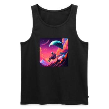 Paraglider im Synthwave Stil - Männer Premium Bio Tank Top - Schwarz - Vorne - AI Model Male 178 light (178cm)