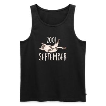 Caption September 2001 Anniversary Gift 2001 - Men's Premium Organic Tank Top - black - Front - Michal (187cm)