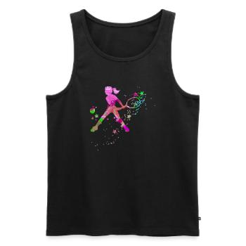 tennis,backhand,tennis player,girl,child - Men's Premium Organic Tank Top - black - Front - AI Model Male 178 light (178cm)