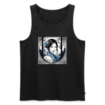 Manga,Anime,Gothic,Blue Eyes,Ornament - Men's Premium Organic Tank Top - black - Front - Michal (187cm)