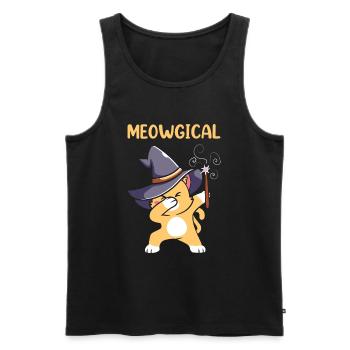 Halloween Katze Hexe - Männer Premium Bio Tank Top - Schwarz - Vorne - AI Model Male 178 light (178cm)