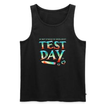 Retro Do Not Stress Do Your Best Test Day Saying - Men's Premium Organic Tank Top - black - Front - AI Model Male 178 light (178cm)