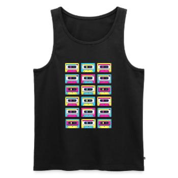 Cadeau original de cassettes classiques roses - Débardeur bio Premium Homme - noir - Devant - Michal (187cm)