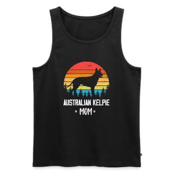 Maman Kelpie australienne - Débardeur bio Premium Homme - noir - Devant - AI Model Male 178 light (178cm)
