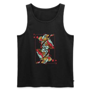 Jeu de cartes Eagle Steampunk Karo King Poker - Débardeur bio Premium Homme - noir - Devant - AI Model Male 178 light (178cm)